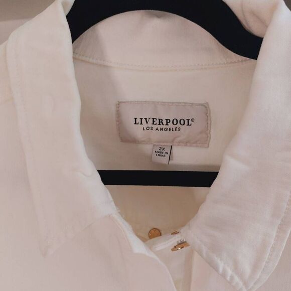 Liverpool NWT Classic White Denim Jacket 2XL Button-Front Trucker Style - Picture 4 of 12
